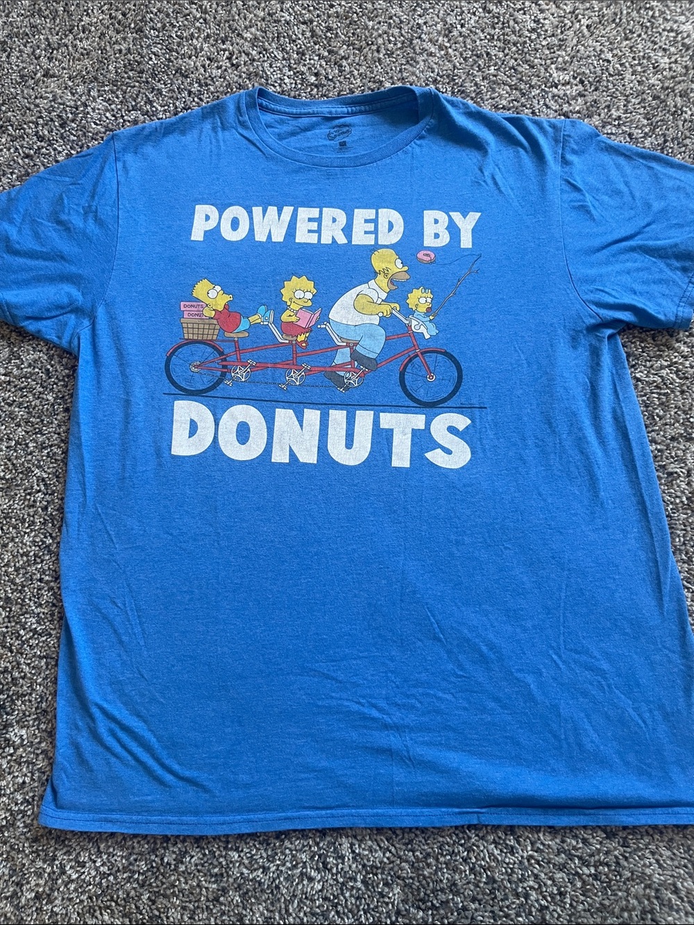 Blue 'Powered by Donuts' Graphic Short Sleeve Tee